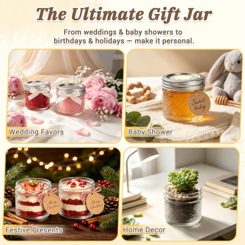 STARDISDE 4oz Small Glass Mason Jars 8-Pack, Canning Jars with Lids - color: Clear08-4oz