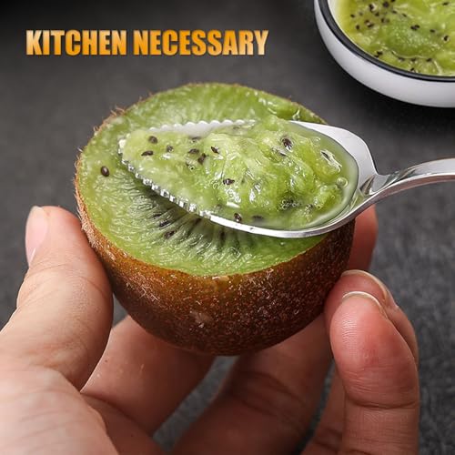 Grapefruit Spoon Serrated Edge Stainless Steel Grapefruit Utensil Tool Dessert Spoons for Citrus Dessert Kiwi Melon Lime Pitaya Apple Puree (4PCS)