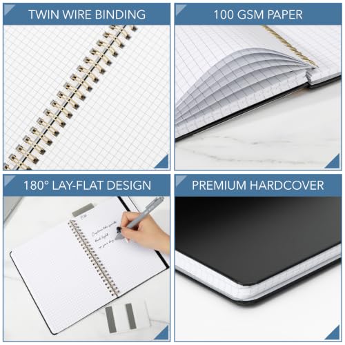 Mr. Pen- Graph Grid Spiral Journal Notebook, A5 (5.7" x 7.9"), 160 Pages - color: Black