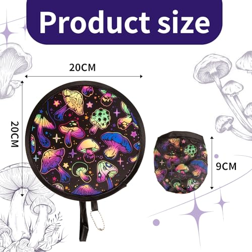 Round Foldable Hand Fans, 4 Style Handheld Fans Cooling Foldable, Round Japanese Folding Fans Handheld for Indoor Outdoor Travel, Events, Festival, Party Decoration (Mushroom) - color: Mushroom