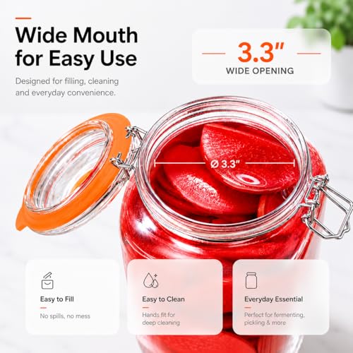 Fermentation Jars, 2L Fermenting Kit With Glass Weights, 2-Pack