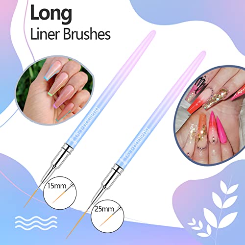 Liner Brush for Nails, 6 Pcs Thin Nail Art Brushes - color: Blue2