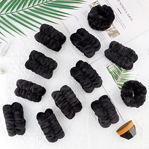 WHAVEL 6 Pairs Wrist Towels, Absorbent Spa Sweatbands to Prevent Liquid from Spilling Down Arms - color: C.Black