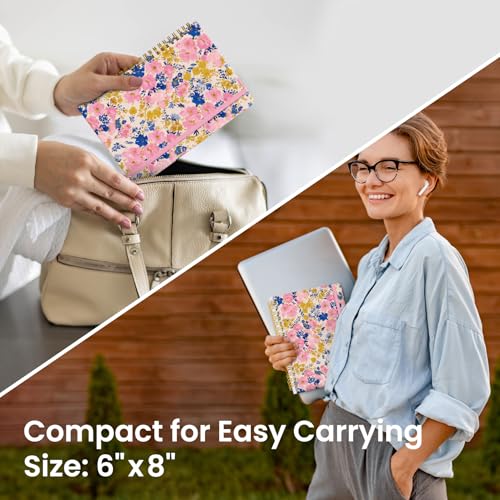 Taja Spiral Lined Journal for Women, Pretty Hardcover Journal Notebook, A5 - color: M-Pink Garden