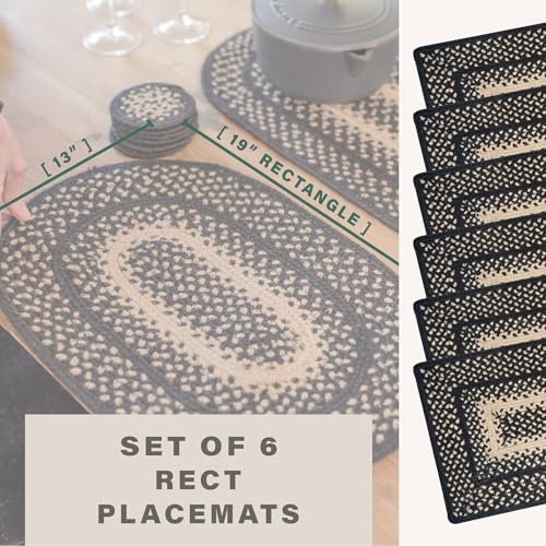 Homespice Manchester Jute Braided Placemats, Rect 13x19 Set of 6 - color: Manchester
