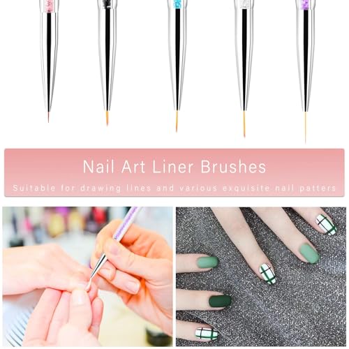 Nail Art Brushes, 9 Pcs Nail Brush Set with Liner Brush and Dotting Pens - color: 9PCS Nail Brush Set
