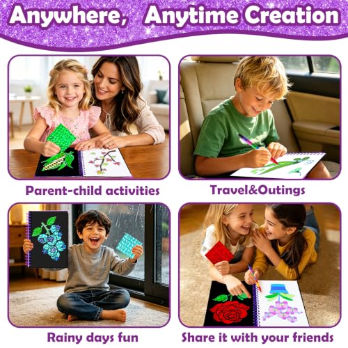 FUNNYB&G Foil Art Craft Kit for Kids, Sparkly Birthday Gift Toy for Girls - style: Plant