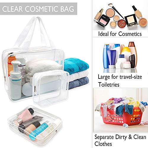 APREUTY 6 Packs Clear Makeup Bags, TSA Approved Toiletry Bags Set, White - color: White-6PCS (Large+Medium+Small)