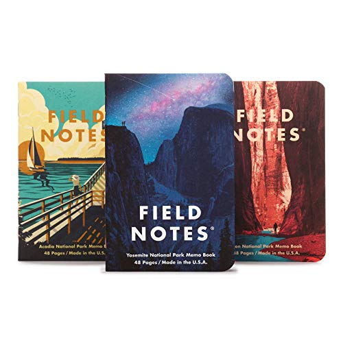 Field Notes: National Parks Series (Series A - Yosemite, Acadia, Zion) - Graph Paper Memo Book 3-Pack - 3.5 x 5.5 Inch - color: Series A - Yosemite, Acadia, Zion