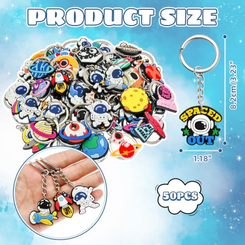 Cute Keychains Bulk, Keychain Charms Key Chain Trinkets Backpack Charms Accessories Keyring for Classroom Prizes - color: Astronaut-50pcs