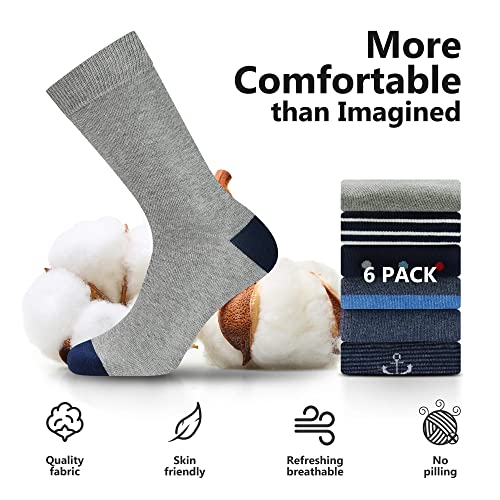 Men's Dress Socks,Cotton Crew Socks,6 Pairs,Breathable and sweat-absorbing for Shoe Size 9-13 - color: 6 Pairs Geometric