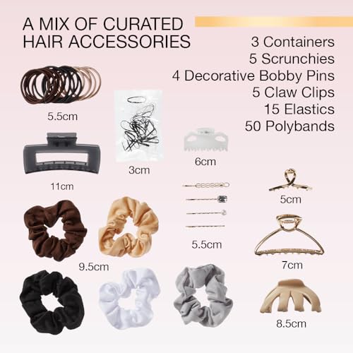 Scunci by Conair 82 Piece hair accessory kit - hair accessories for women - neutral colors- 3 stackable containers - color: Neutral