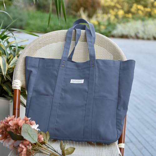 HOMESPON Large Canvas Tote Bag, Magnetic Work Laptop Pack for Women - color: Blue