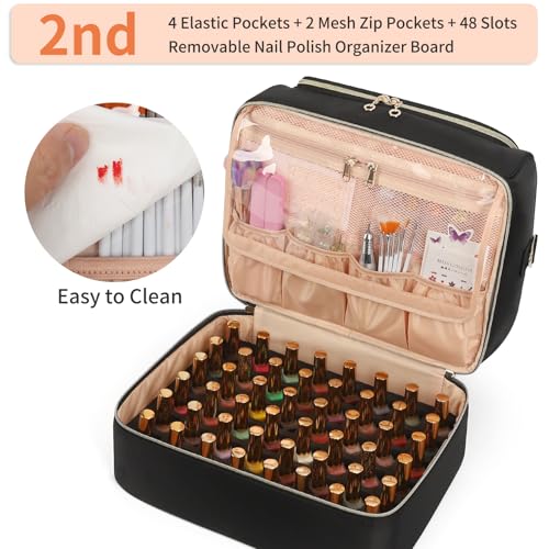 CUBETASTIC Nail Polish Organizer, Nail Tech Organizers and Storage Case Holds 69 Bottles Nail Polish & Nail Lamp, Travel Nail Supplies bag for Nail Tech Kit & Manicure Tools, Black - color: Black, size: 69 Slots