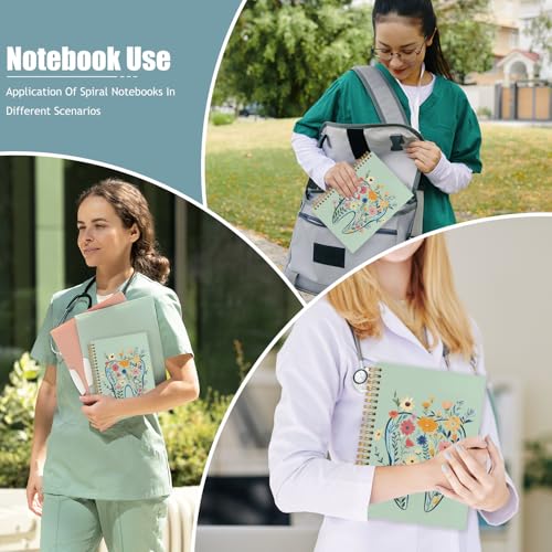 WUCHJ Dentist Gifts Notebook Journal, Dental Assistant Office Gifts for Women, Green Floral Tooth Dental Spiral Notebook Journal for Note Taking, Dentist Office Supplies, 5.5x8.3 Inch - color: green tooth flower