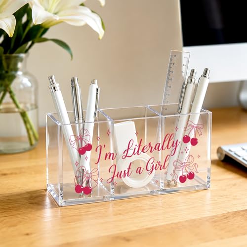 I'm LiterallyJust a Girl Acrylic Cosmetic Organizer 3 Compartments - color: Transparent048