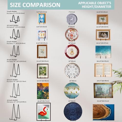 Plate Holder Easel Display Stand - 6 inch Metal Plate Stands for Display - Tabletop Picture Stand - Black Iron Easels for Display Pictures | Photo Frames | Book | Decorative Plates | Plaque - 4 Pack - size: 6 inch (4 pack)