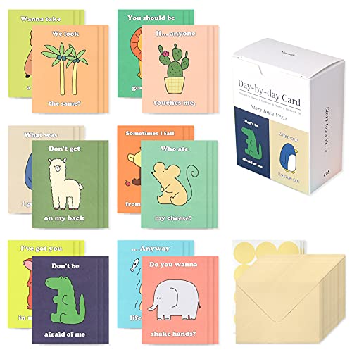 Monolike Day-by-day Card, Story town Ver.2 - Mix 36 Mini Single cards, 36 envelopes, 36 stickers Package - color: Story town Ver.2
