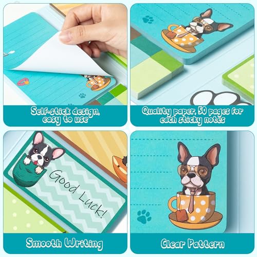 Xqumoi I Just Really Like Boston Terrier Sticky Notes Set, 550 Sheets, Cute Boston Terrier Self-Stick Notes Pads Animal Divider Tabs Bundle Writing Memo Pads Page Marker Back to School Office Supplies - color: 1pack-boston Terrier
