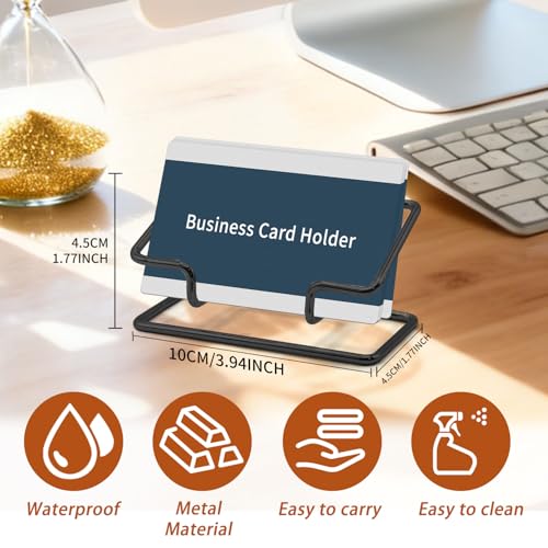 2 PCS Metal Business Card Holder for Desk, Modern Card Display Stand, Vertical and Square Business Card Organizer for Office, Home, Exhibition (Black) - color: Black