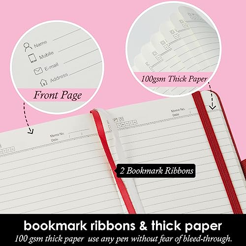 NIRMIRO Small Notebook Journal with Pen, 3 Pack, 3.7" x 5.7", A6 Pocket Lined Notebook for Women/Men Writing Work Travel, Waterproof Leather Cover Notebook, Red - color: 3 Red, size: A6