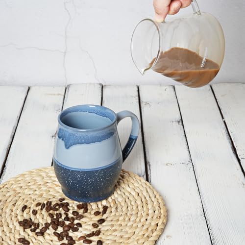 Bosmarlin Extra Large Ceramic Coffee Mug, 25 Oz, Dishwasher and Microwave Safe, Oversized Big Tea Cup for Office and Home, Reactive Glaze (Blue) - color: Blue