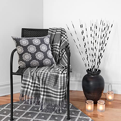 20x20 Inches Floral Cotton Throw Pillow Covers for Home Decor | Traditional Boho Cushion Covers for Throw Pillows | Perfect for Living Room Couch & Bedroom Decorations | Black/White - color: Black/White