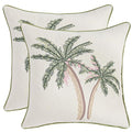 Embroidered Throw Pillow Covers 18x18 Pack of 2 Green and Pink - color: Green Pink Coconut Trees