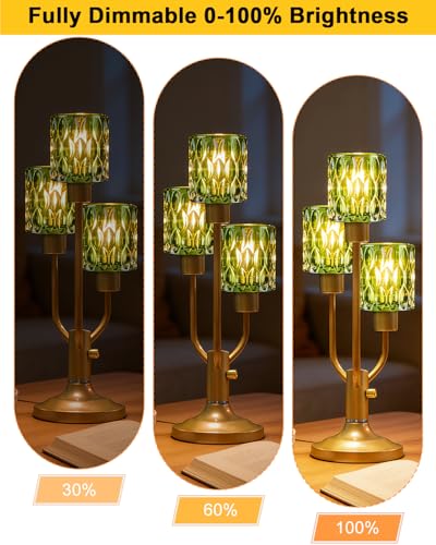 Lightdot Mid Century Modern Green Table Lamp Vintage Dimmable Gift - color: 18-Gold-Green-Cylinder