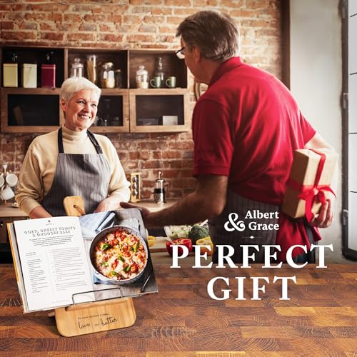Adjustable Bamboo Cookbook Stand with Conversion Chart