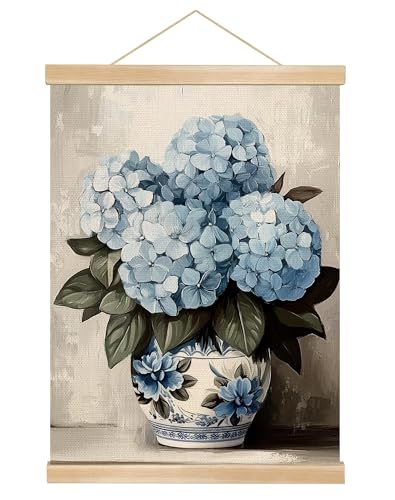 You found a duck Vintage Blue Hydrangea Poster Wall Art Decor,Retro Hydrangea Wall Art,Flower Linen Hanging Poster for Bedroom Living Room Office, Farmhouse18.5X14inch (HD015) - color: HD015