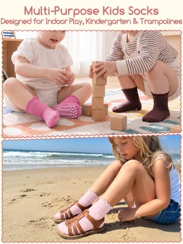 Aroveea Toddler Socks Non Slip Grip Baby Girls Kids Ankle Cute 12 Pack - color: Multitones Ruffle, size: 6-12 Months