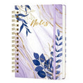 A5 Spiral Notebook Lined Planner Notepad Purple Writing Journal for Girls - color: Purple Leaf
