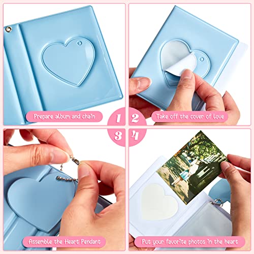 10 Pack KPOP Photocard Binder, Mini Photo Card Album with Heart Window & Pendant, 32 Pocket Card Holder Book for Idol Cards, Trading Cards Collection, 5 Colors