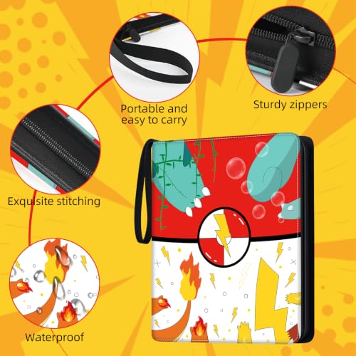 Trading Card Binder 4 Pocket Holds 400 Cards with 50 Removable Sleeves - size: Small