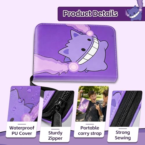 4 Pocket Purple Trading Card Binder, 3-Ring Card Album - color: Purple, size: Small