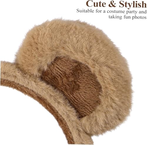 Bear Ears Cute Headband Fluffy Grizzly Hairband, Animal Ear Head Wear for Valentines Halloween Christmas Party - style: Black Ears