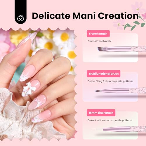 Beetles Gel Polish Nail Art Brushes Set, 6 Pcs Fingernail Art Design Pen - color: C-Pink-6
