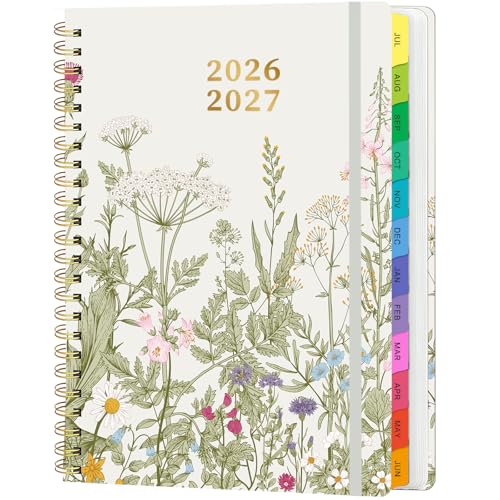 Academic Planner 2026–2027, Weekly & Monthly Calendar Planner, July 2026 – July 2027, Hardcover A5 (6.3" x 8.5") Agenda with Tabs, School Planner for Students & Teachers, Garden Flowers - color: Garden Flowers, size: A5