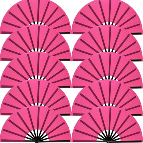 10 PCS Boots on The Ground Hand Fan Bulk - Rave Fans 13 Inch Large Clacking Fans for Line Dancing Make Loud Sounds for Party - color: Pink