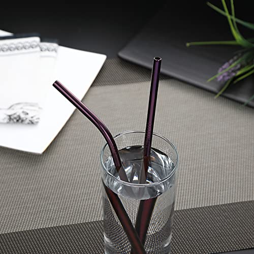 DEVICO Portable Utensils, Travel Camping Cutlery Set, 8-Piece including Knife Fork Spoon Chopsticks Cleaning Brush Straws Portable Case, Stainless Steel Flatware set (Purple) - color: Purple