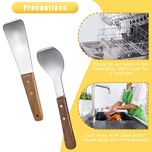 Patelai 2 Pcs Ice Cream Scoop Stainless Steel Shovel with Wooden Handle