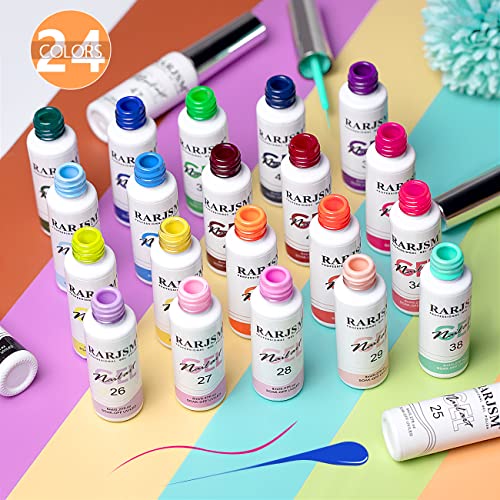 RARJSM Nail Art Gel Liner 24 Color Line Art Painted Gel Nail Polish Set Pink Blue Green Silver Gold Glitter for Nails Painting Drawing Soak Off U V L E D Curing Requires Bulid in Thin Nailart Brush - color: Purple