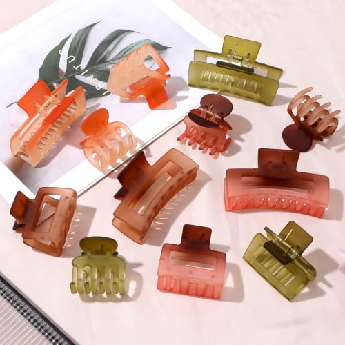 SMKSL 12 Pcs Hair Claw Clips for Women & Girls 3 Styles Hair Accessories - color: Earthy Ombre