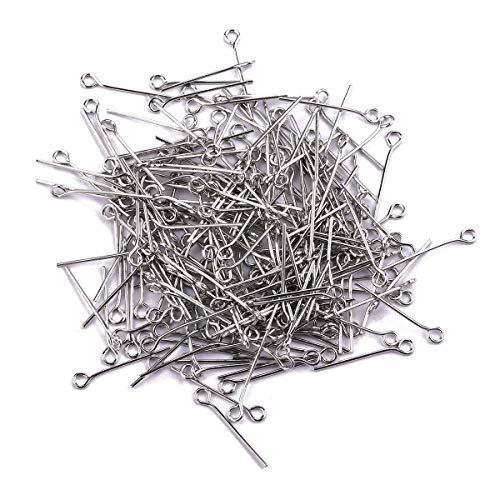 BEADIA Open Eye Pins Platinum Head Pins for DIY Jewelry Making 20mm 500pcs - color: Platinum, size: 20mm
