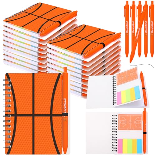 Resurhang 12 Sets Basketball Party Favors Notebook Gifts Scorebook Pen - color: Orange, style: Basketball