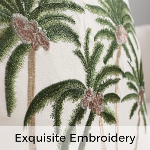 Embroidered Throw Pillow Covers 18x18 Pack of 2 Green Coconut Trees - color: Green Coconut Palm Trees