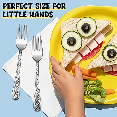 E-far Stainless Steel Kids Forks, 6PCS for Toddler Preschooler Children - size: Fork x 6, style: Hammered