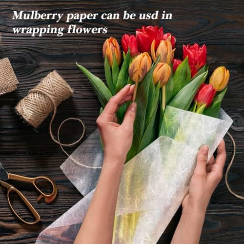 Mulberry Rice Paper for Decoupage: 4 Sheets 11.8" x 70.87" Washi Paper