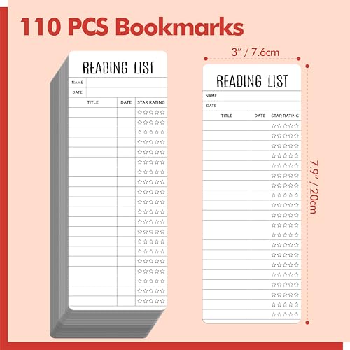 110 PCS Reading List Bookmarks, White Kraft Book Tracker and Reading Log Bulk Bookmarks for Book Lovers, Students, Teachers, Graduation Gifts, Back-to-School Supplies (3” x 7.9”, White) - style: Reading List Bookmarks（White Kraft）